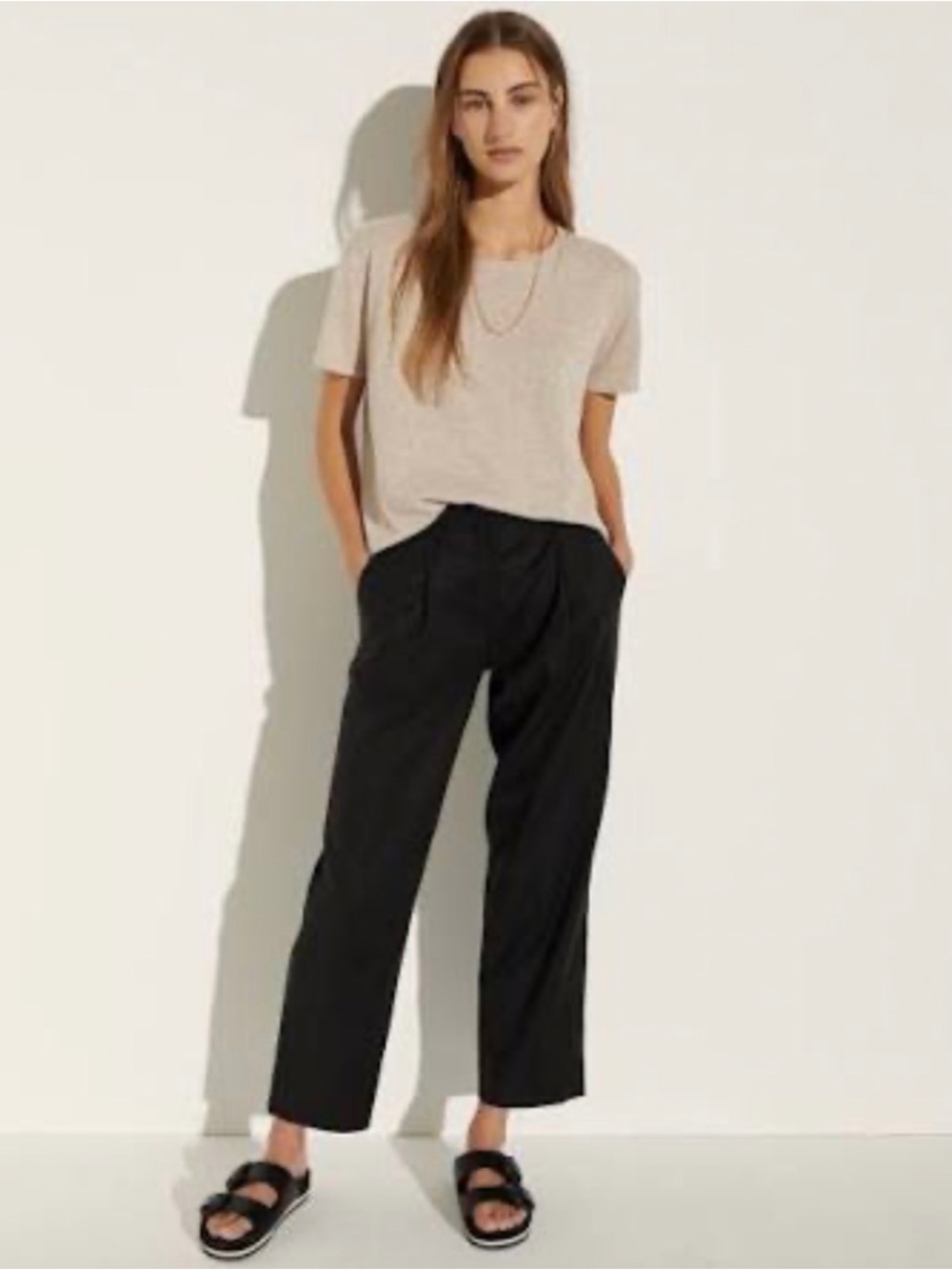 The Reset Pleated Cropped Trouser Pants Black Size XS